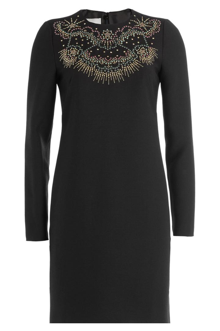 Valentino Valentino Star Stripes Dress With Virgin Wool And Silk - Black