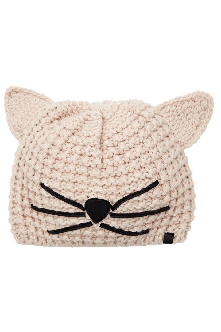 Karl Lagerfeld Karl Lagerfeld Knitted Cat Motif Hat - Rose