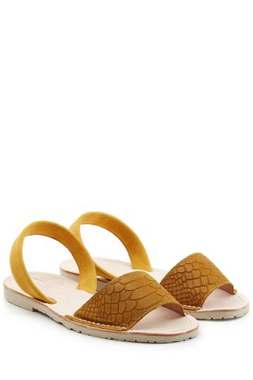 Del Rio London Del Rio London Embossed Suede Sandals - Yellow