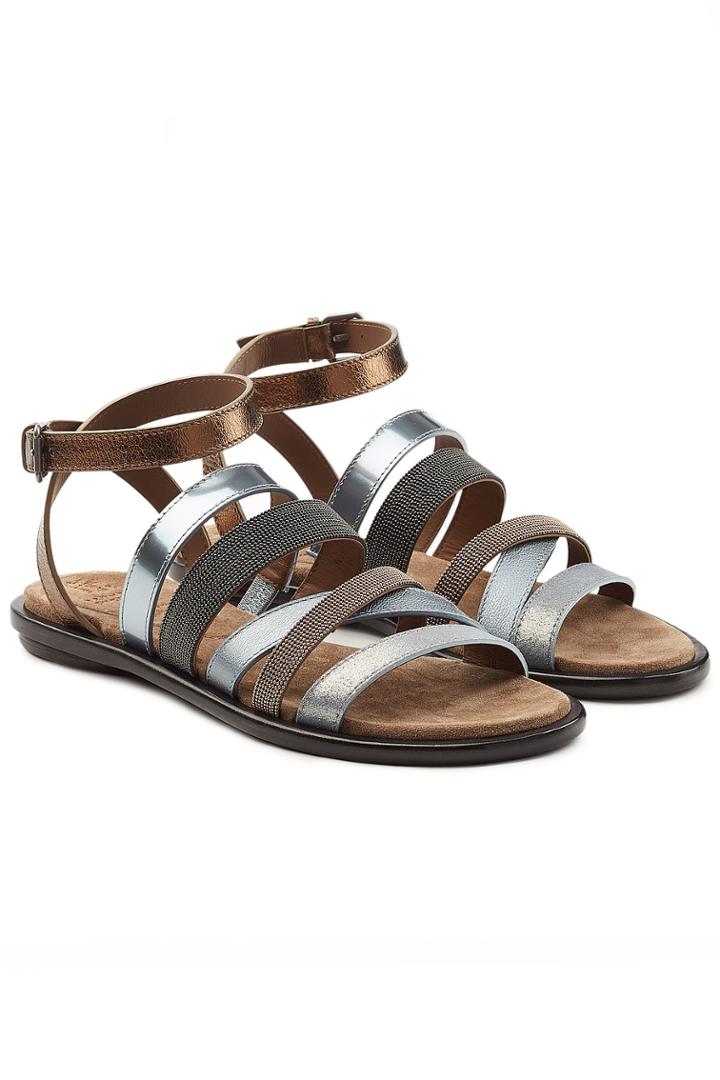 Brunello Cucinelli Brunello Cucinelli Multi Strap Embellished Leather Sandals
