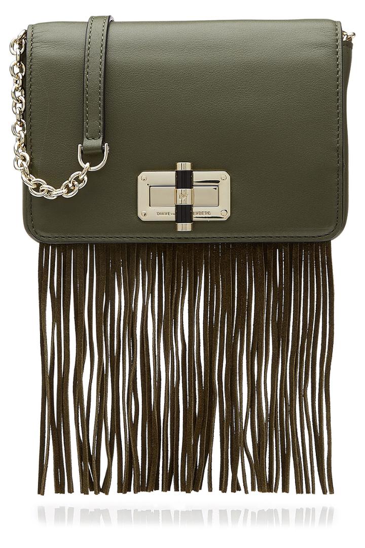 Diane Von Furstenberg Diane Von Furstenberg Fringed Leather Shoulder Bag - Green