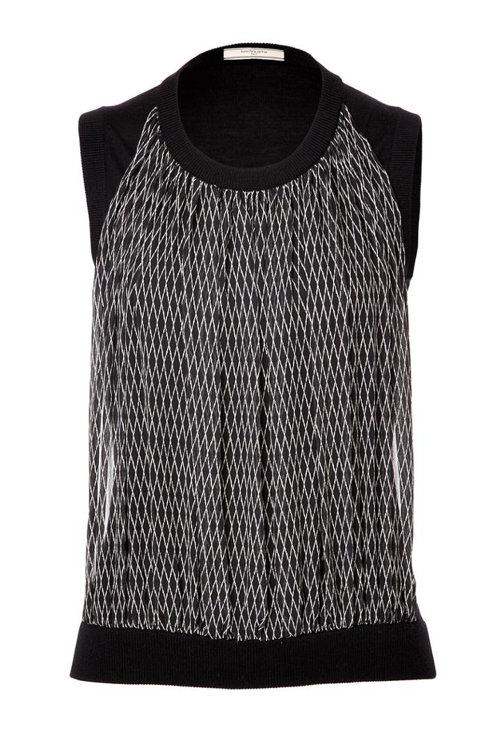 Bouchra Jarrar Bouchra Jarrar Knit Top With Silk Front Panel - Black