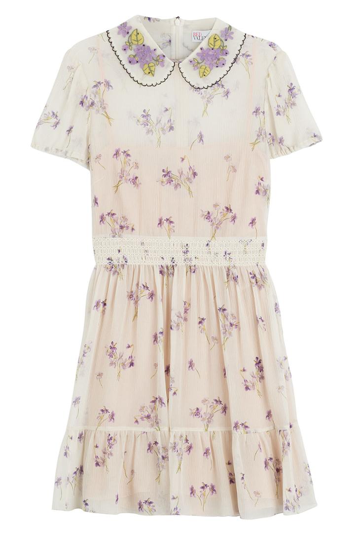 R.e.d. Valentino R.e.d. Valentino Printed Silk Dress With Collar