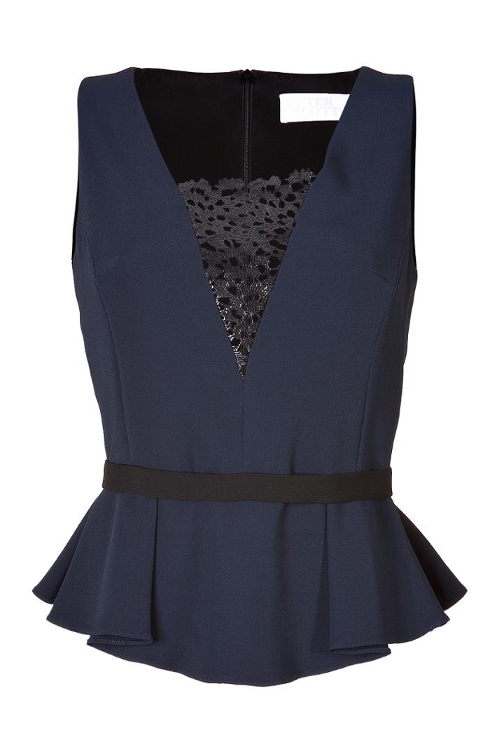 Peter Pilotto Peter Pilotto Peplum Shell With Metallic Lace - Blue