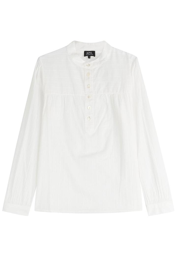 A.p.c. A.p.c. Long Sleeve Cotton Henley Shirt - White