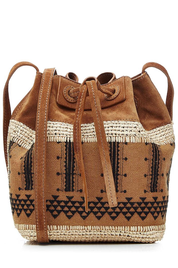 Vanessa Bruno Vanessa Bruno Linen And Suede Drawstring Shoulder Bag