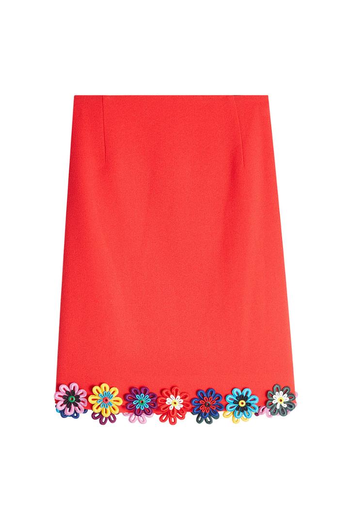 Mary Katrantzou Mary Katrantzou Wool Skirt With Flower Appliqués