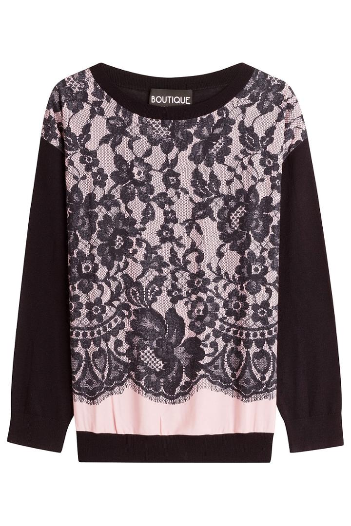 Boutique Moschino Boutique Moschino Virgin Wool Pullover With Lace Overlay - None