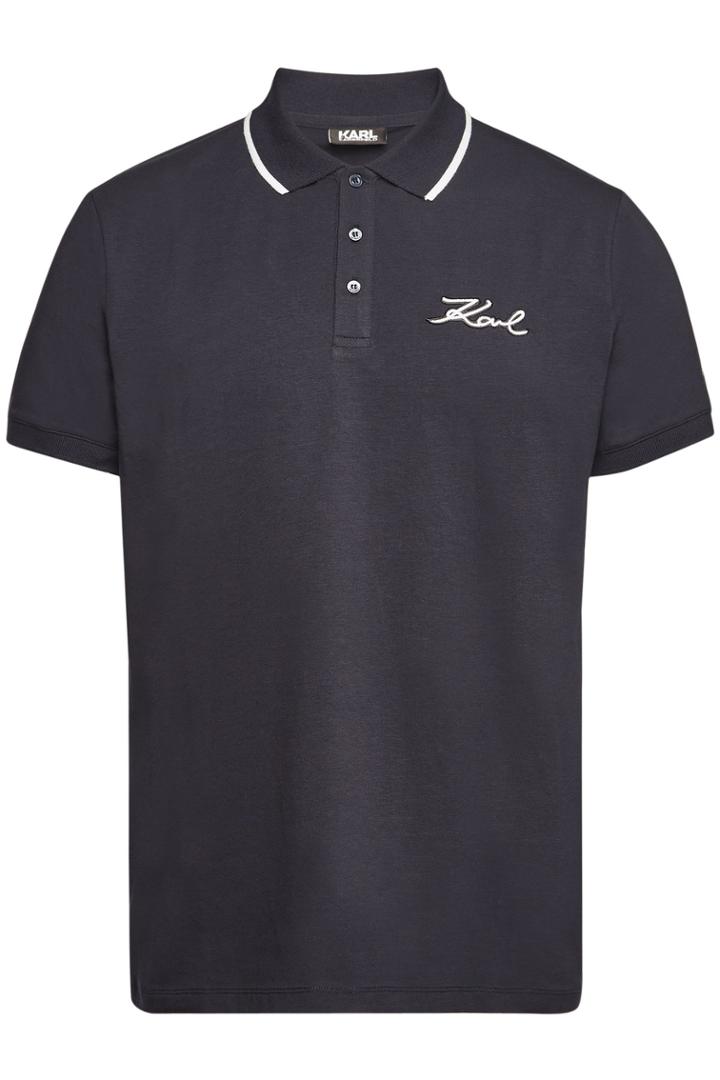 Karl Lagerfeld Karl Lagerfeld Embroidered Cotton Polo T-shirt