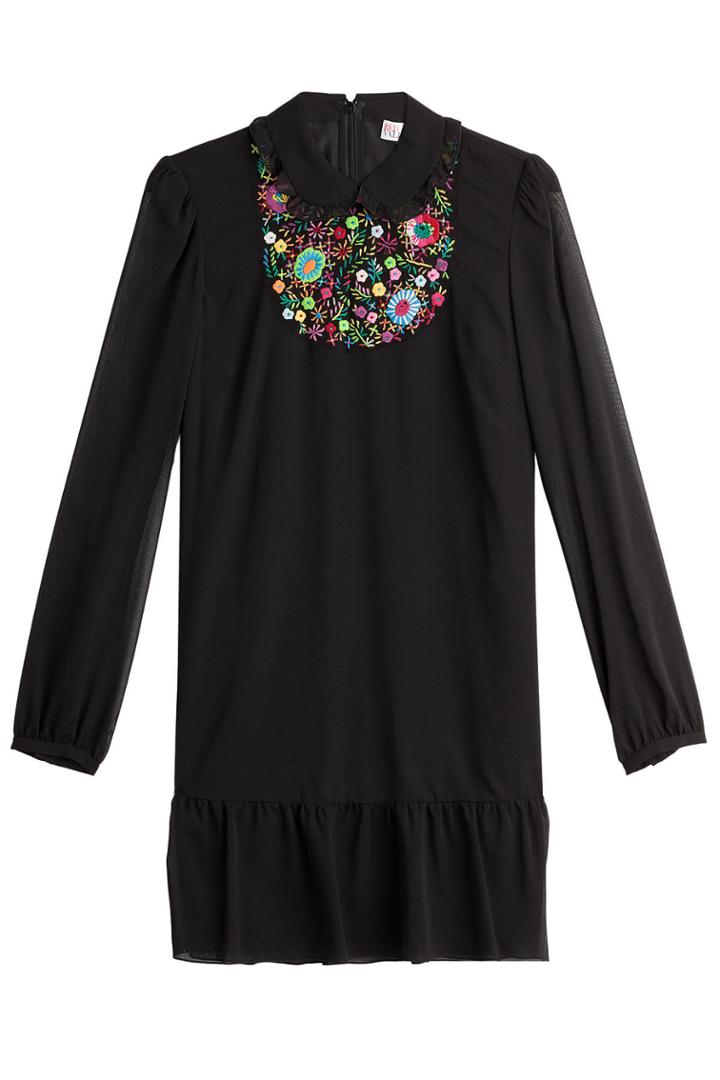 R.e.d. Valentino R.e.d. Valentino Embroidered Silk Dress - Black
