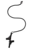 Lynn Ban Lynn Ban Black Rhodium Silver Double Pavé Gun Pendant Necklace - None