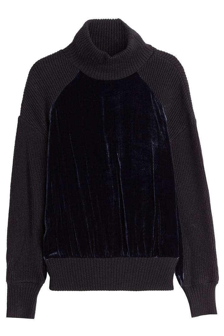Dkny Dkny Merino Wool Pullover With Velvet - Blue