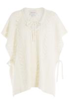 Claudia Schiffer Claudia Schiffer Wool-cashmere Poncho With Lacing - White