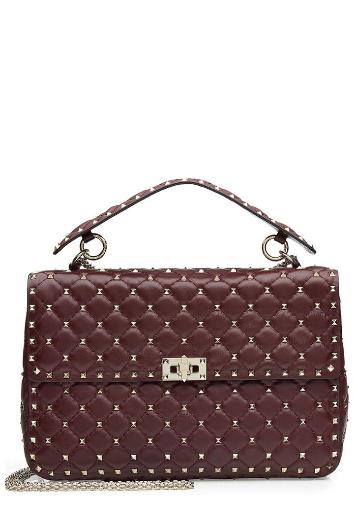 Valentino Valentino Rockstud Large Leather Shoulder Bag - Red