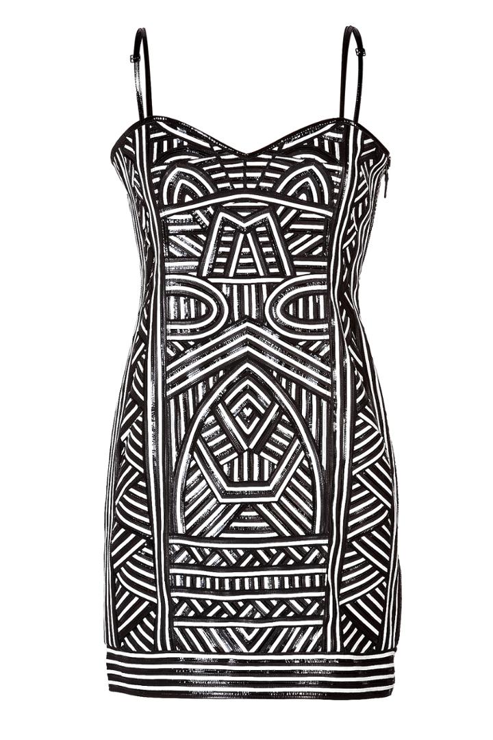 Emilio Pucci Emilio Pucci Patterned Leather Strapless Dress - Black