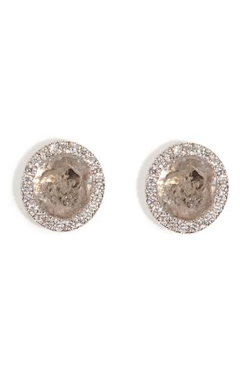 Susan Foster Susan Foster 18k White Gold Diamond Slice Studs With Micro Pave Diamonds