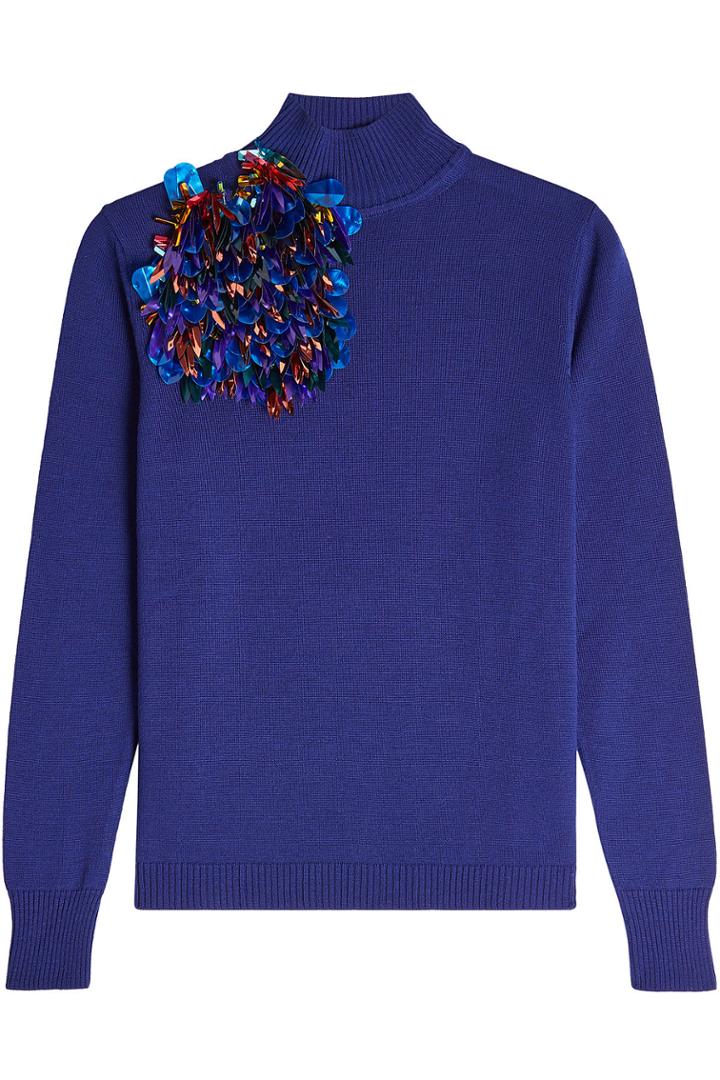 Delpozo Delpozo Embellished Merino Wool Turtleneck Pullover