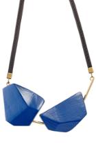 Marni Marni Leather Necklace With Wooden Embellishments - Blue