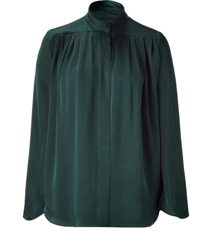Theyskens Theory Satin Green Silk Blouse