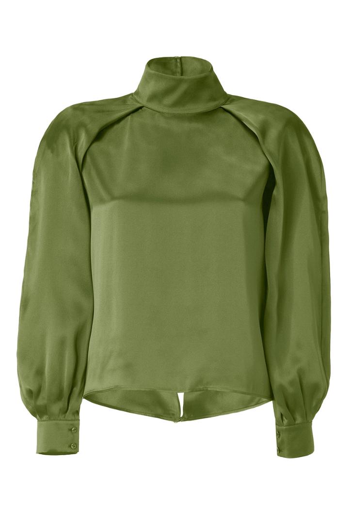 Hakaan Hakaan Khaki Cut Out Silk Top - Green