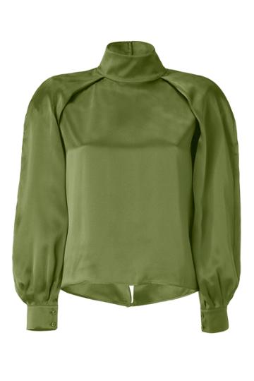 Hakaan Hakaan Khaki Cut Out Silk Top - Green