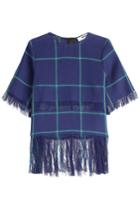 Msgm Msgm Printed Linen Top With Fringe - None