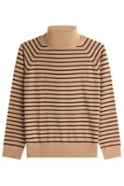 Marc Jacobs Marc Jacobs Striped Wool Turtleneck Pullover - Camel