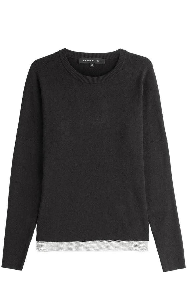 Barbara Bui Cotton Pullover With Chainmail Trim
