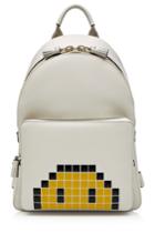 Anya Hindmarch Anya Hindmarch Pixel Smiley Mini Leather Backpack - White