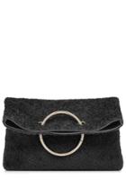 Victoria Beckham Victoria Beckham Spiral Clutch With Leather And Shearling - Black