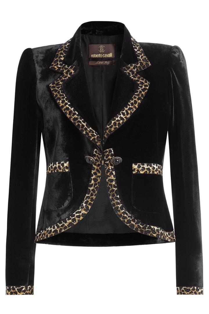 Roberto Cavalli Roberto Cavalli Velvet Blazer With Embellishment - Black