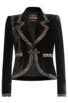 Roberto Cavalli Roberto Cavalli Velvet Blazer With Embellishment - Black