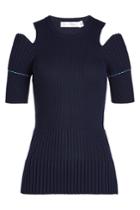 Victoria Beckham Victoria Beckham Ribbed Wool Top With Open Shoulders