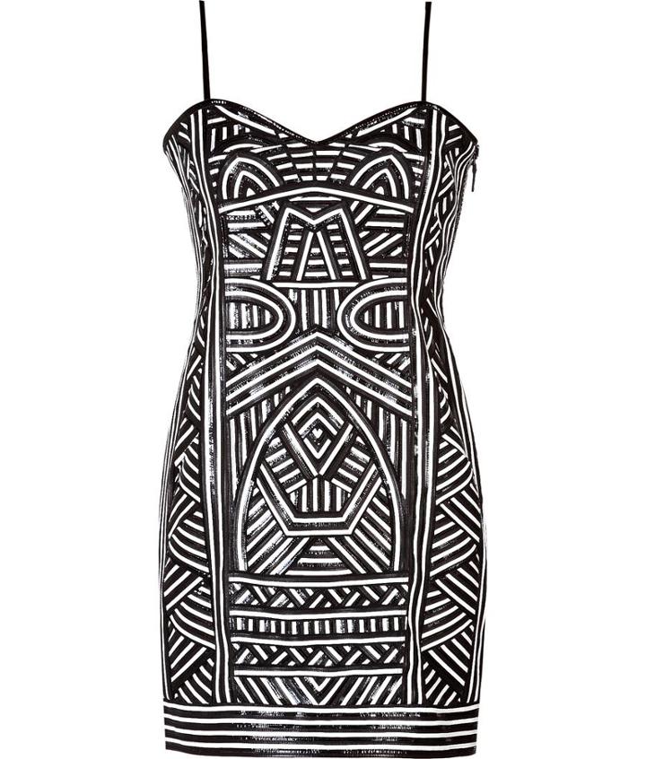 Emilio Pucci Patterned Leather Strapless Dress