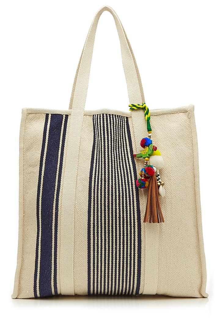Star Mela Star Mela Robyn Cotton Tote With Embellished Keychain - Multicolored