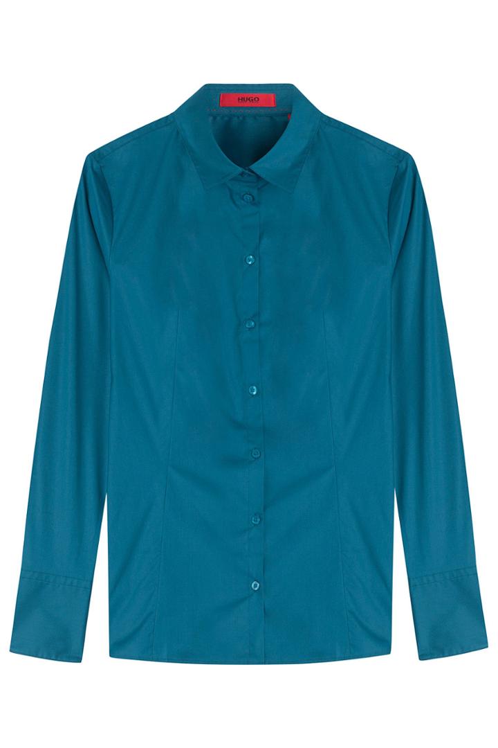 Hugo Hugo Stretch Cotton Blouse - Turquoise