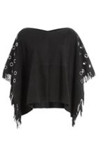 True Religion True Religion Fringed Suede Cape With Eyelets