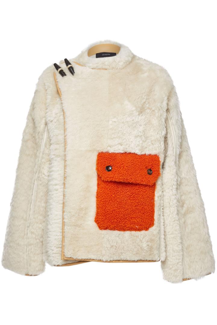 Joseph Joseph Asymmetric Teddy Jacket With Leather And Shearling