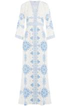 Vilshenko Vilshenko Embroidered Silk Maxi Dress - Blue