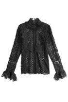 Anna Sui Anna Sui Lace Blouse With Ruffle Trim - Black