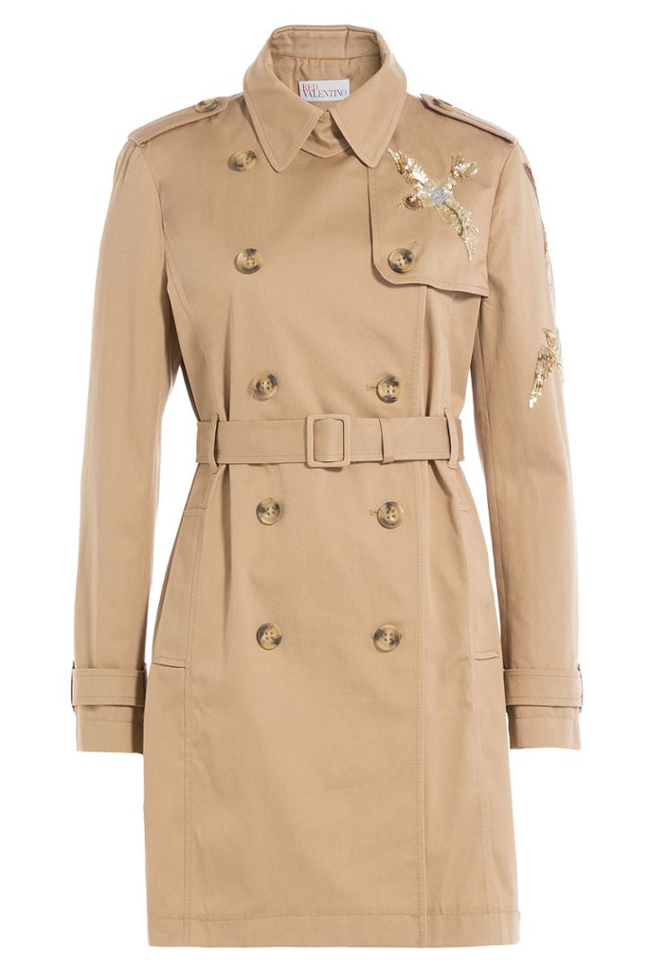 R.e.d. Valentino R.e.d. Valentino Cotton Trench Coat With Sequin Embellishment - None