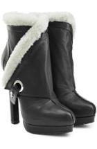 Alexander Mcqueen Leather Ankle Boots With Sheepskin Lining