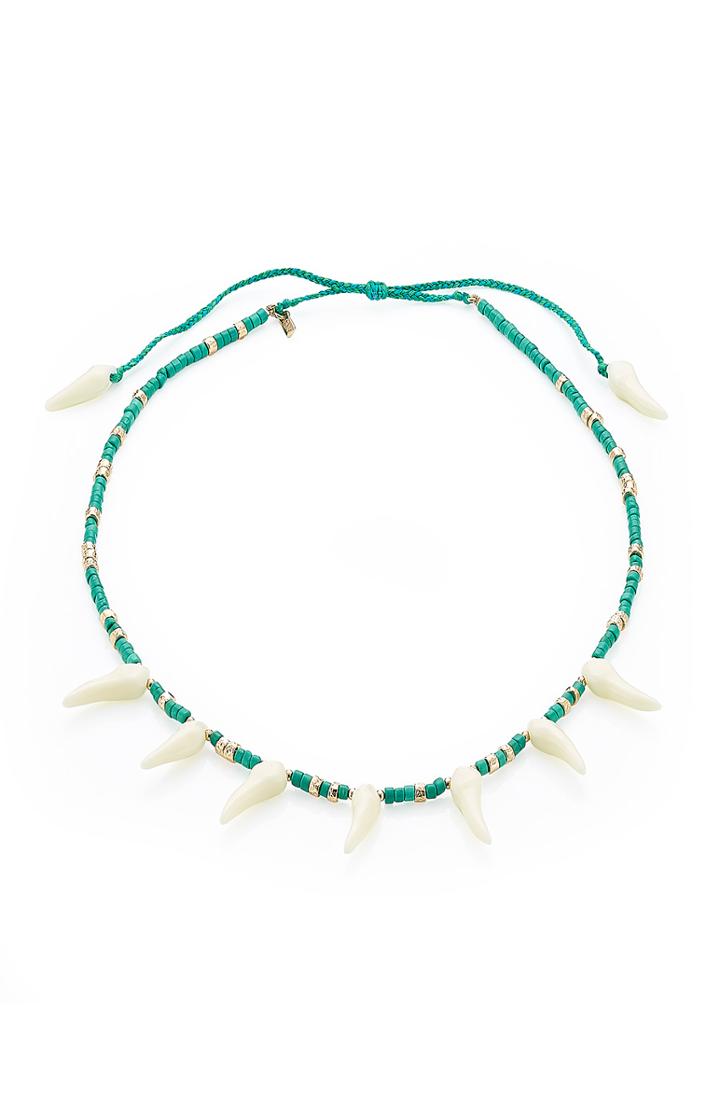 Aur Lie Bidermann Squaw Necklace With Gold-plated Stones And Turquoise
