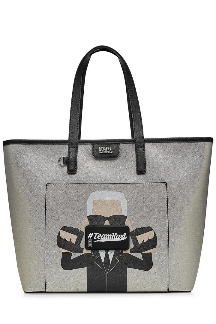 Karl Lagerfeld Karl Lagerfeld Printed Metallic Tote Bag