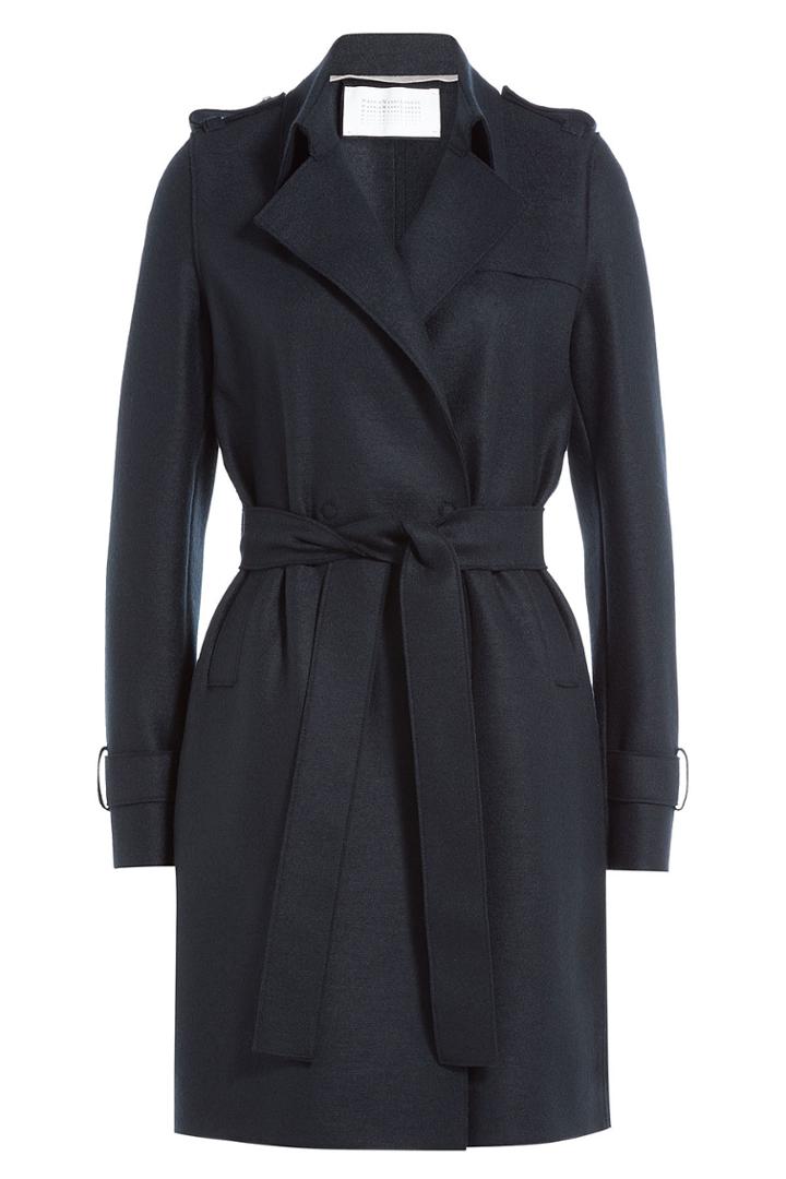 Harris Wharf Harris Wharf Wool Crepe Trench Coat - Blue