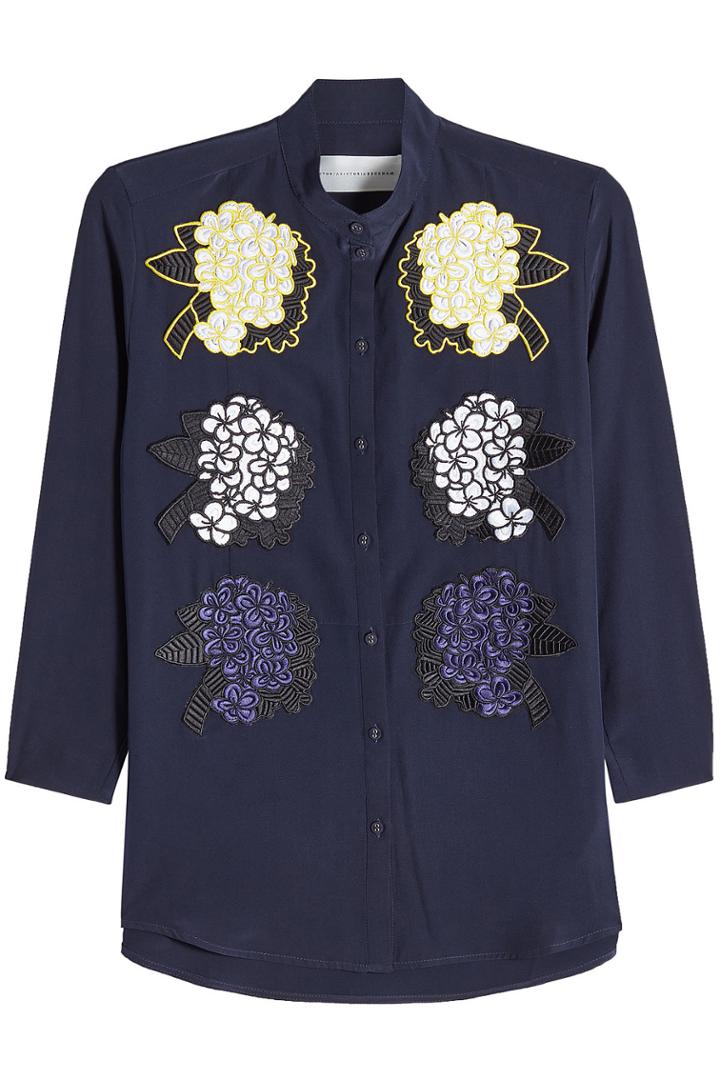 Victoria Victoria Beckham Victoria Victoria Beckham Silk Blouse With Flower Appliqué