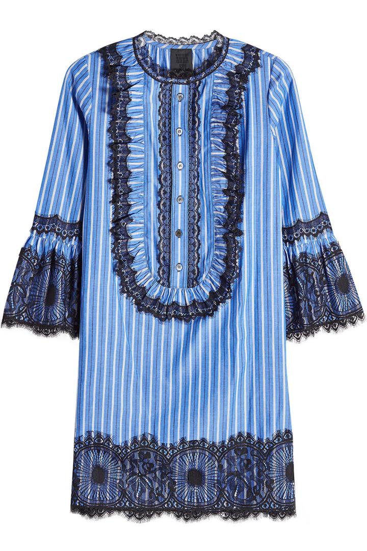 Anna Sui Anna Sui Striped Dress With Lace Detail