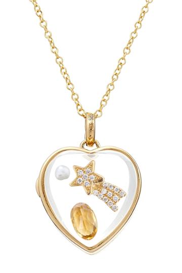 Loquet Loquet 14kt Heart Locket With Citrine, Pearl And Diamonds - Multicolored