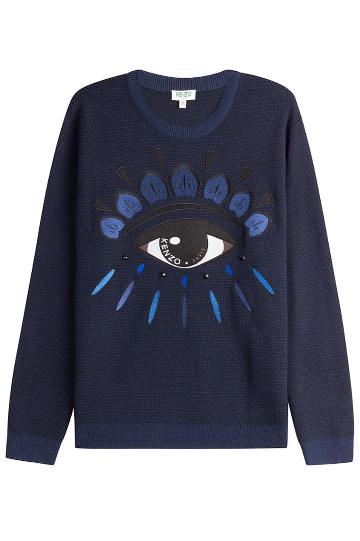 Kenzo Kenzo Embroidered Wool Pullover - Blue