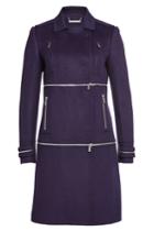 Diane Von Furstenberg Diane Von Furstenberg Wool Coat With Zippers - Purple